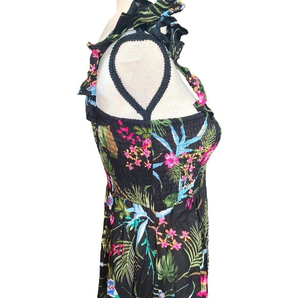 Floral garden printed ruffled summer coastal maxi dress cover up women‎ Small - Picture 7 of 12